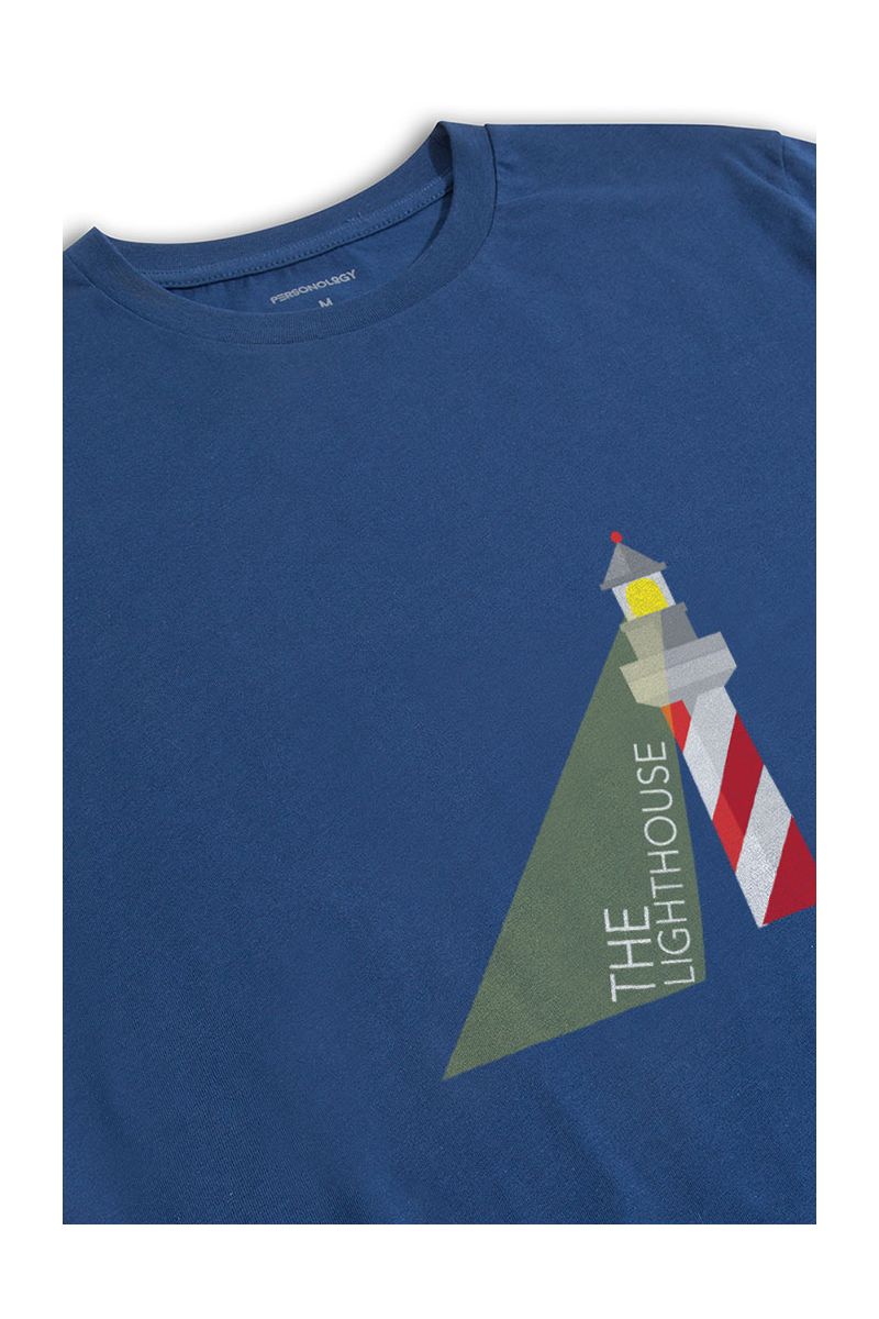 Navy Soft Fabric The Lighthouse Design Short Sleeve Tee