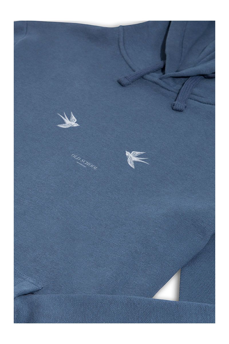 Navy Premium Cotton Old School Design Pullover Hoodie