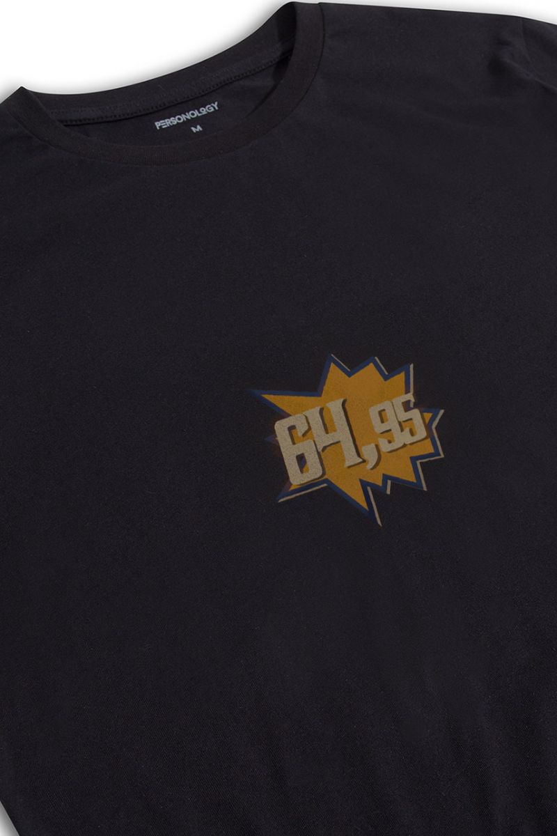 Black Soft Fabric Price Tag Design Short Sleeve Tee