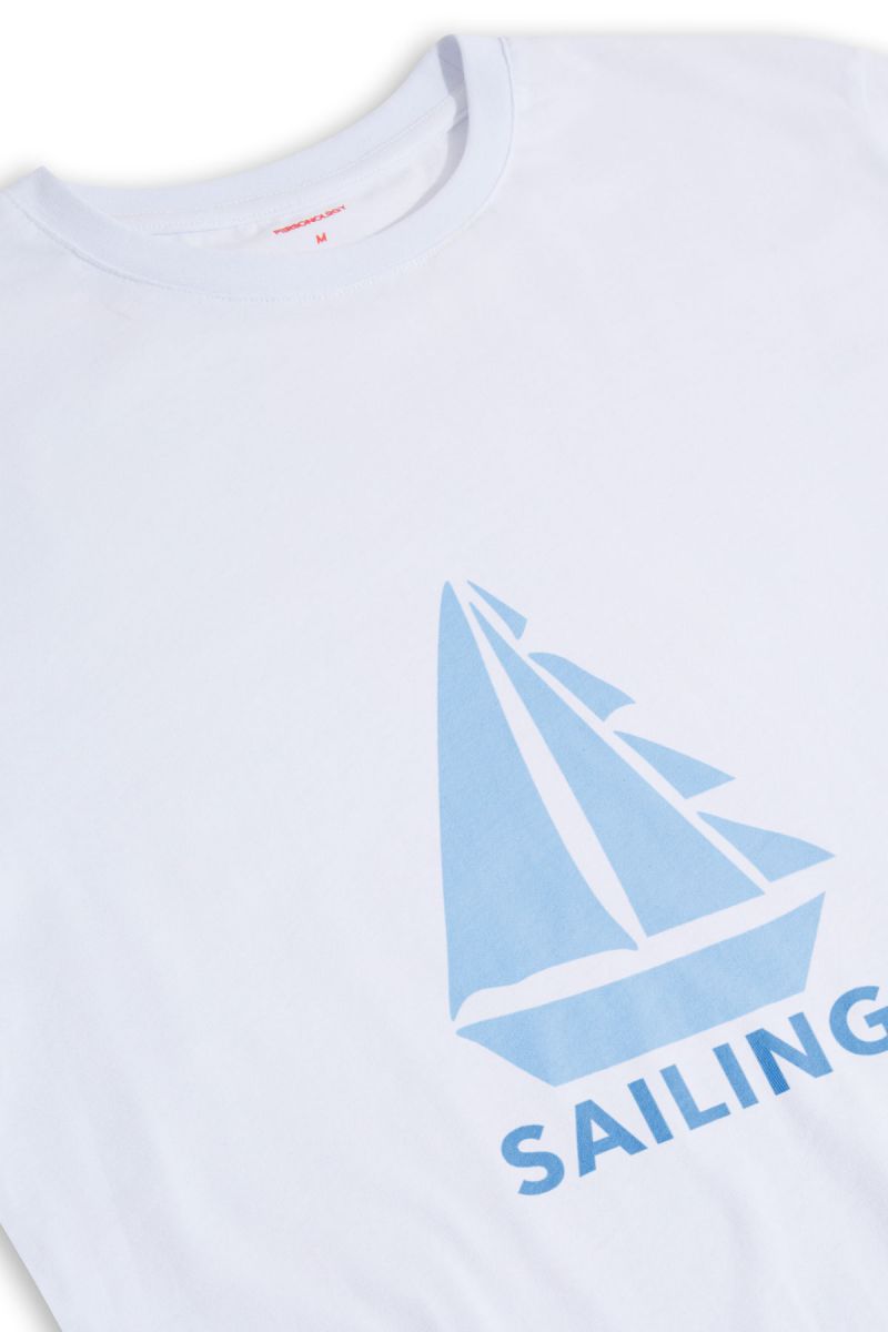 White Soft Fabric Sailing Design Short Sleeve Tee