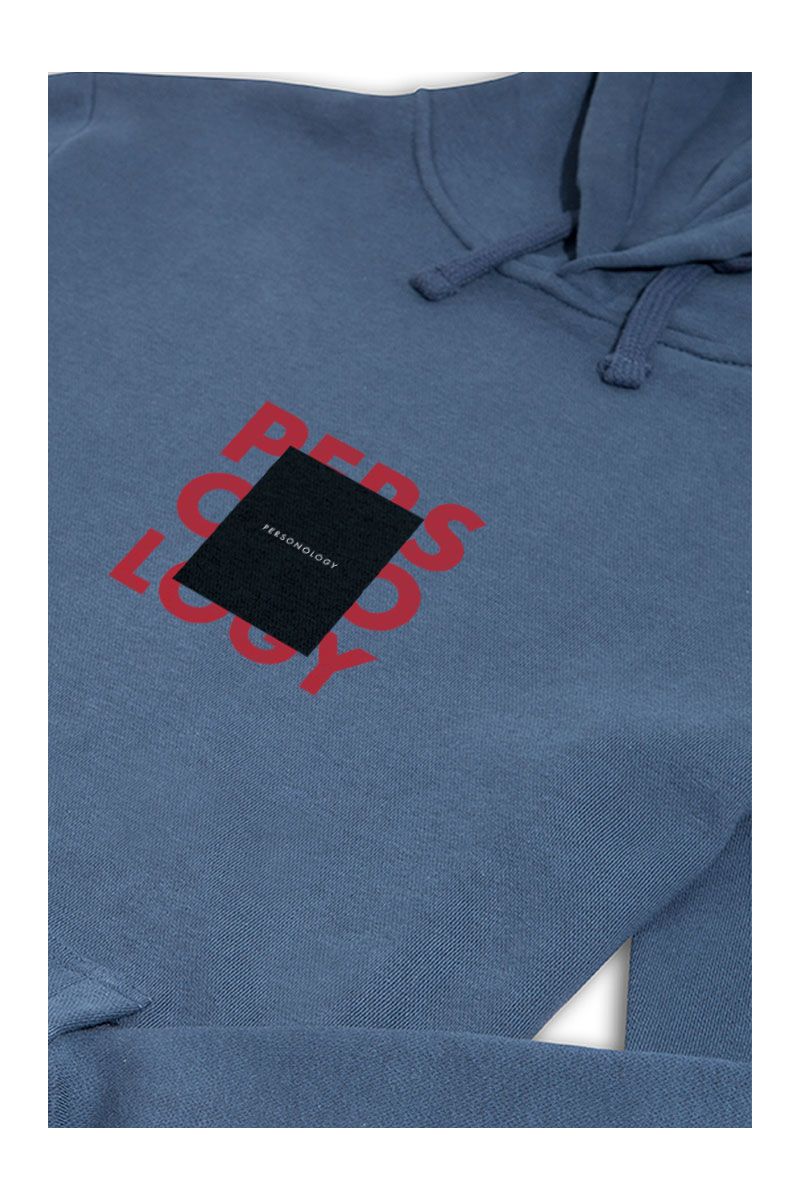 Navy Premium Cotton Square Personology Design Pullover Hoodie