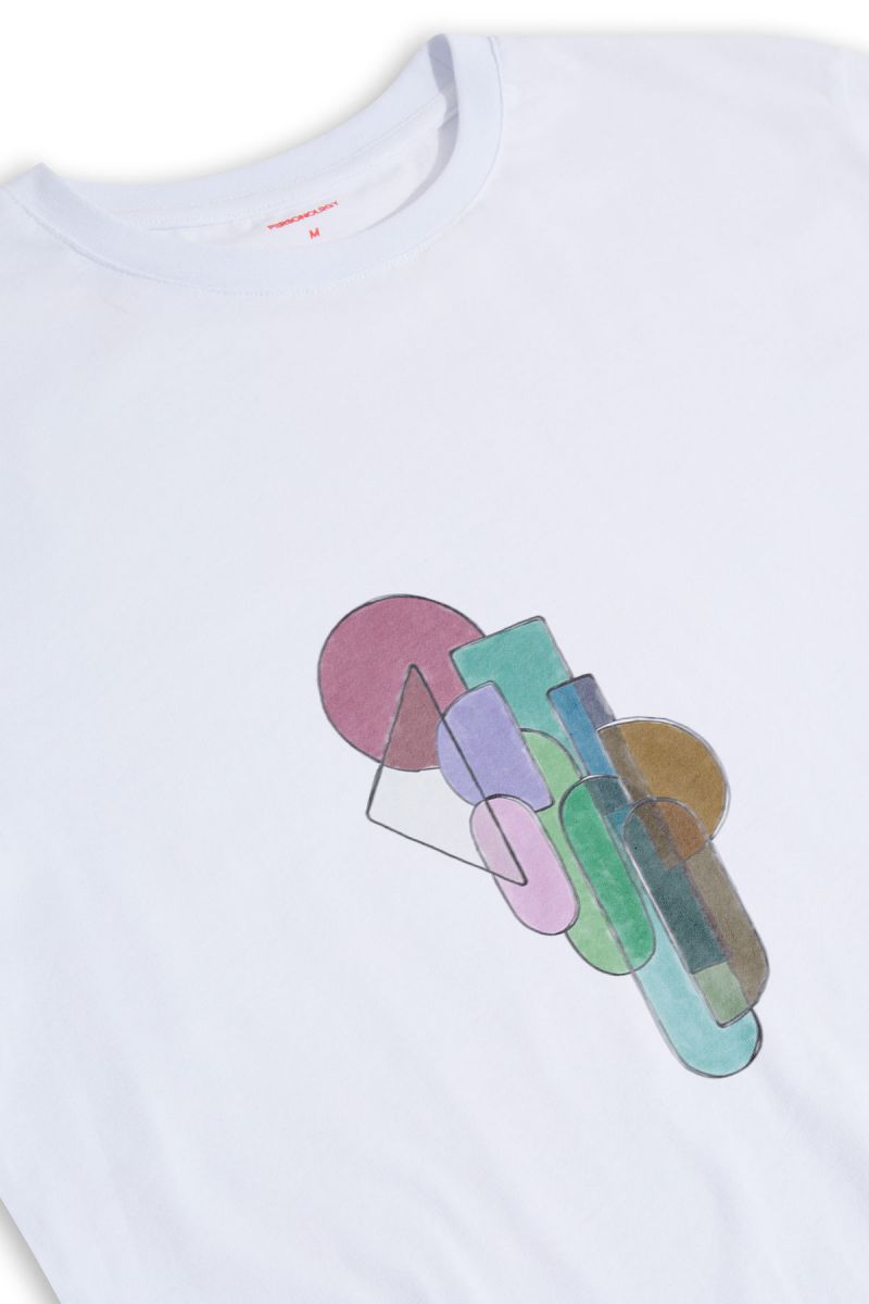 White Soft Fabric Stained Glass Design Short Sleeve Tee