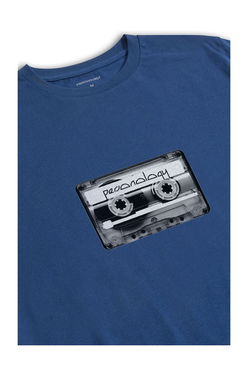 Navy Soft Fabric Tape Design Short Sleeve Tee
