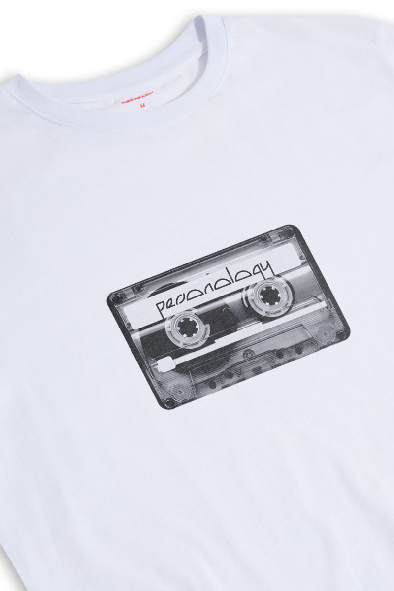 White Soft Fabric Tape Design Short Sleeve Tee