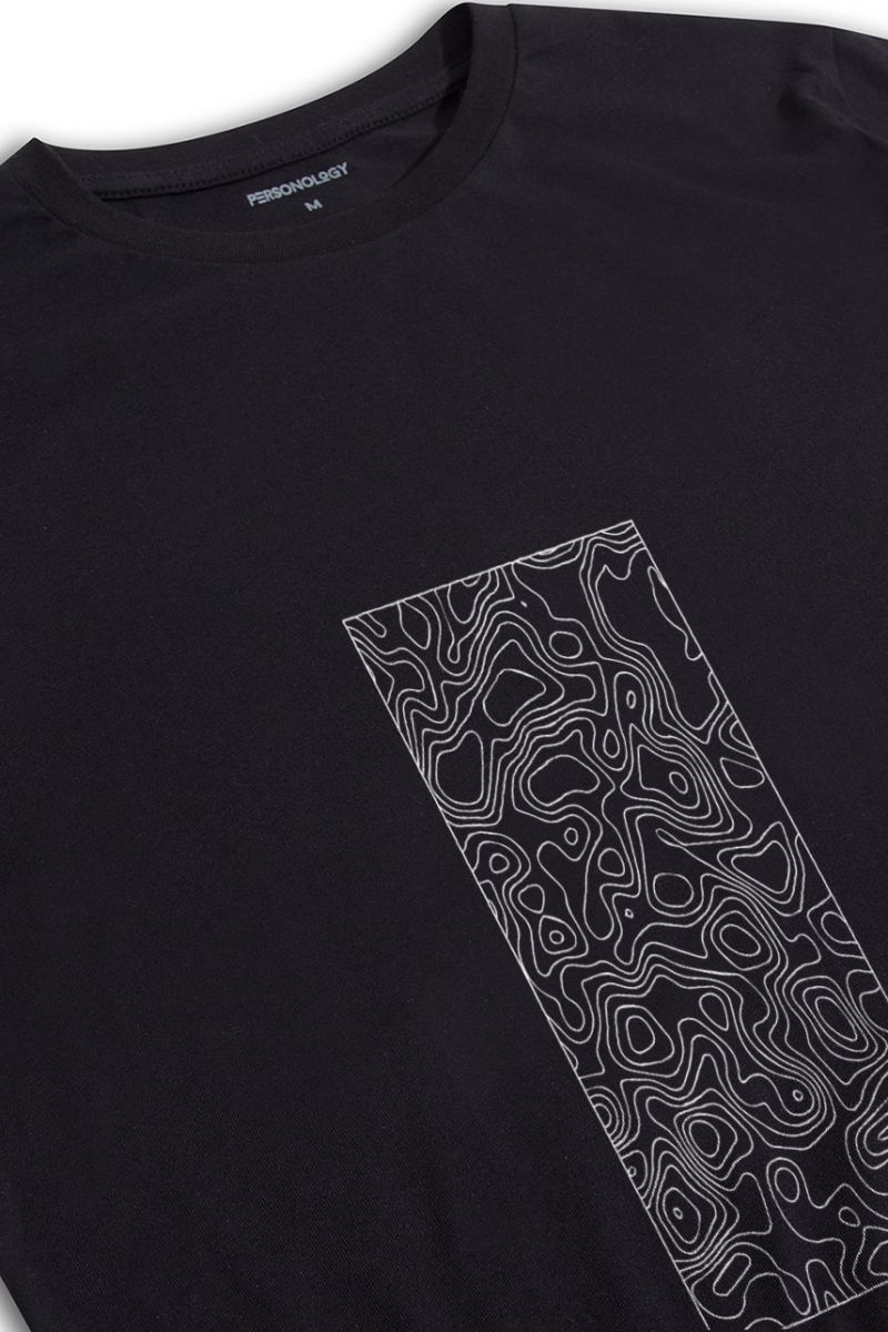 Black Soft Fabric Wave Design Short Sleeve Tee