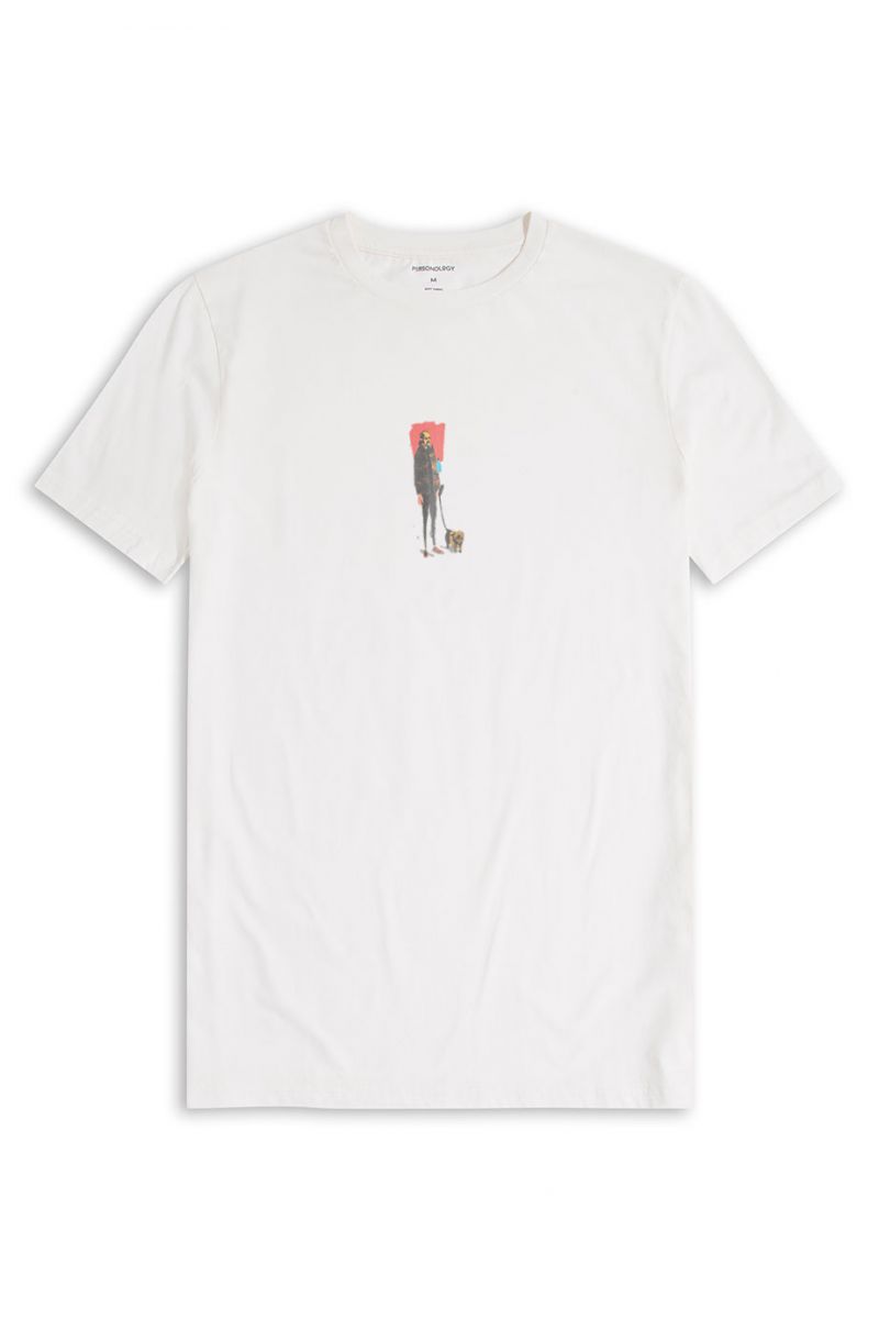 Off White Soft Fabric Brian Design Short Sleeve Tee