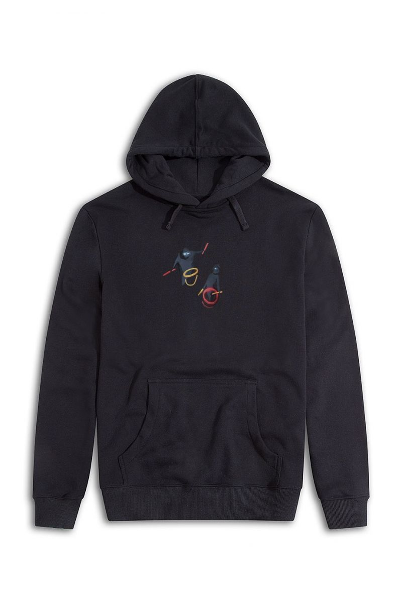 Black Premium Cotton Bug Design Pullover Hoodie
