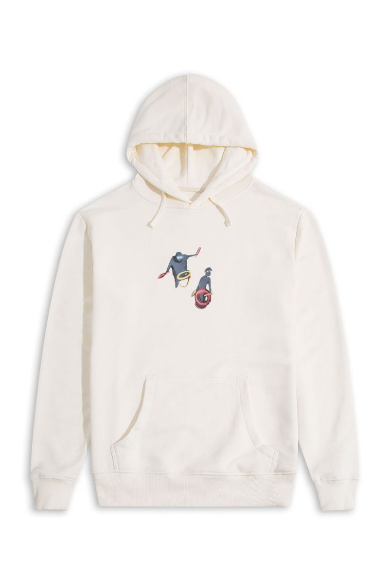 Ecru Premium Cotton Bug Design Pullover Hoodie