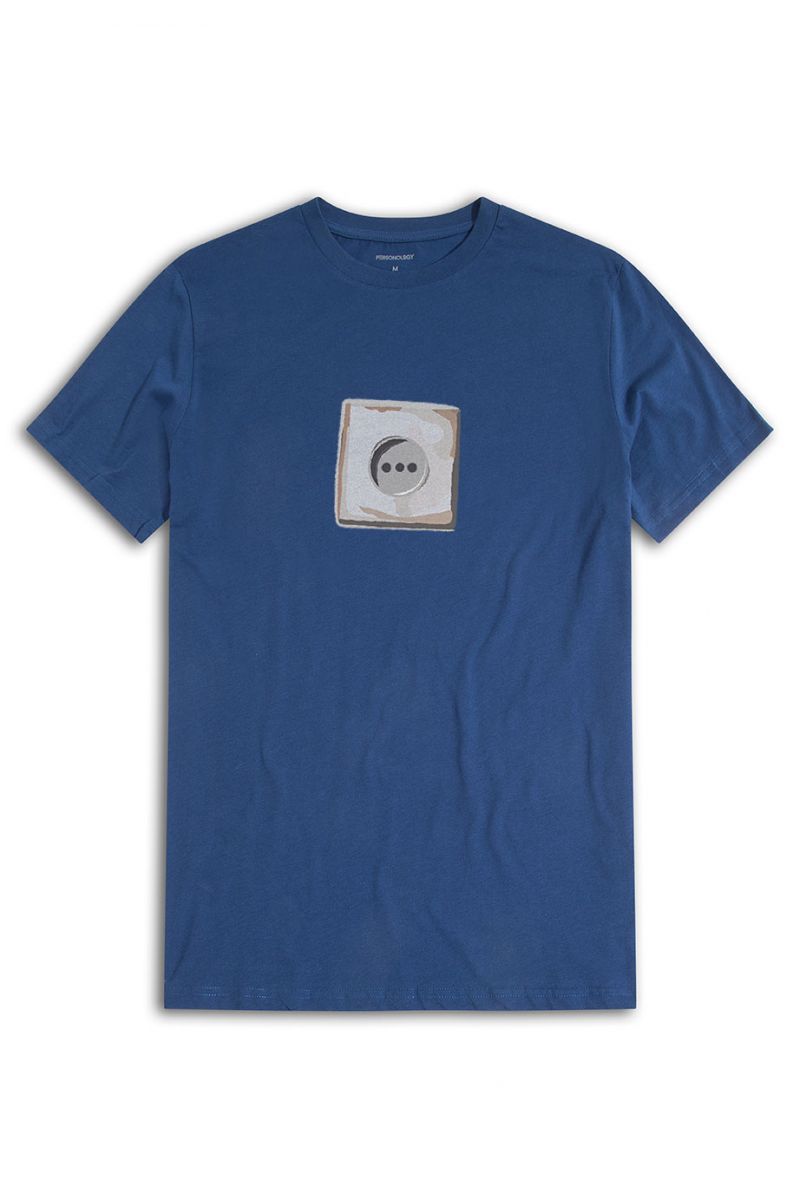 Navy Soft Fabric Connection Design Short Sleeve Tee