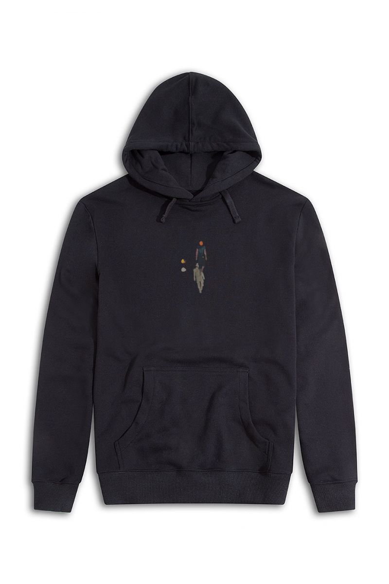 Black Premium Cotton Flugi Design Pullover Hoodie