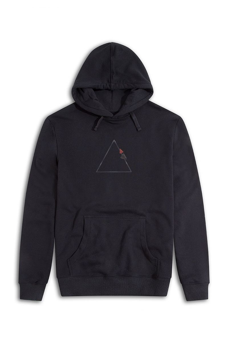 Black Premium Cotton Trikon Design Pullover Hoodie