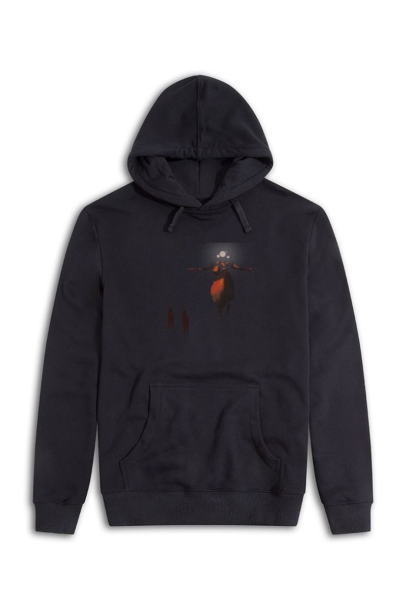 Black Premium Cotton Shield Maiden Design Pullover Hoodie