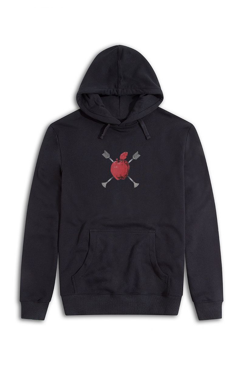 Black Premium Cotton Apple Design Pullover Hoodie
