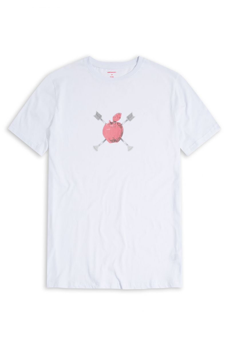 White Soft Fabric Apple Design Short Sleeve Tee