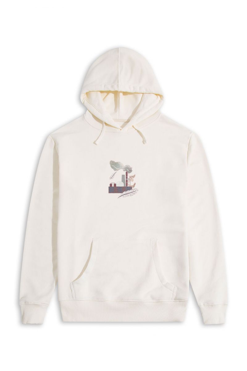 Ecru Premium Cotton Heliopause Design Pullover Hoodie