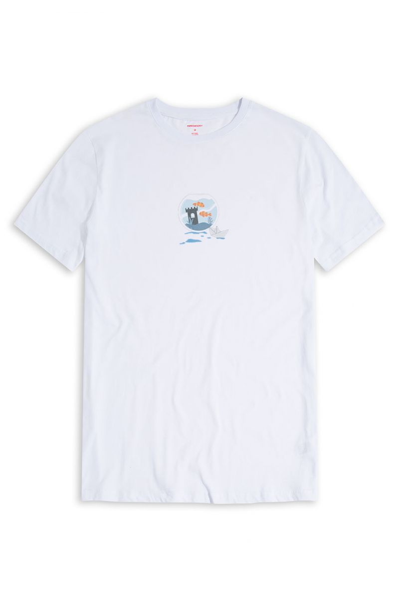 White Soft Fabric Okeanos Design Short Sleeve Tee