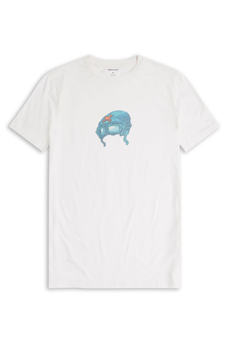 Off White Soft Fabric Target Design Short Sleeve Tee
