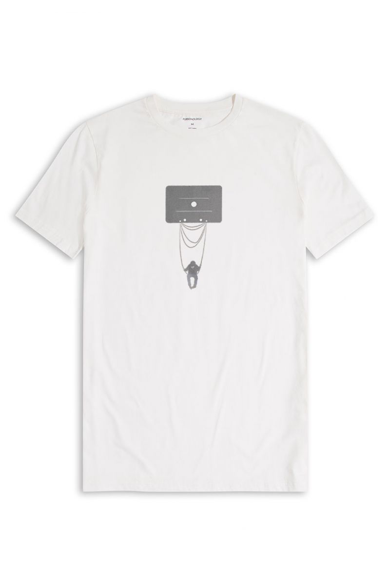 Off White Soft Fabric Tekbant Design Short Sleeve Tee