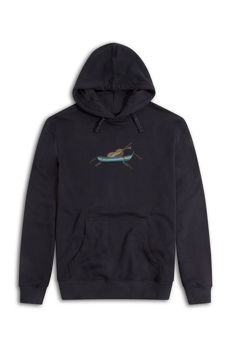 Black Premium Cotton Solo Violin Design Pullover Hoodie