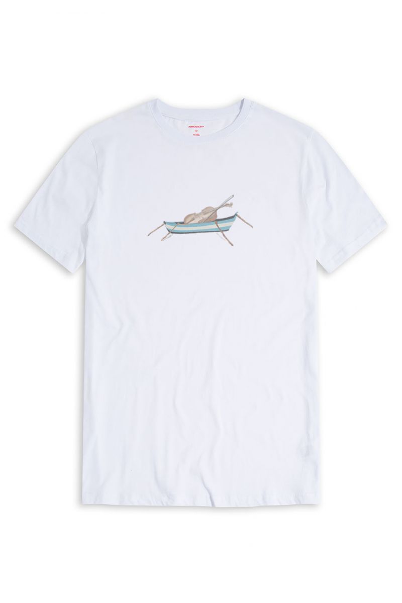 White Soft Fabric Solo Violin Design Short Sleeve Tee