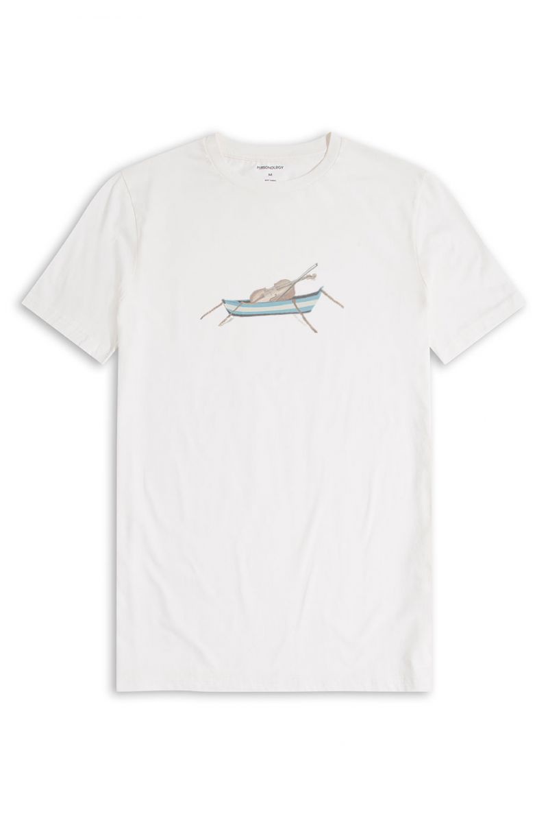 Off White Soft Fabric Solo Violin Design Short Sleeve Tee