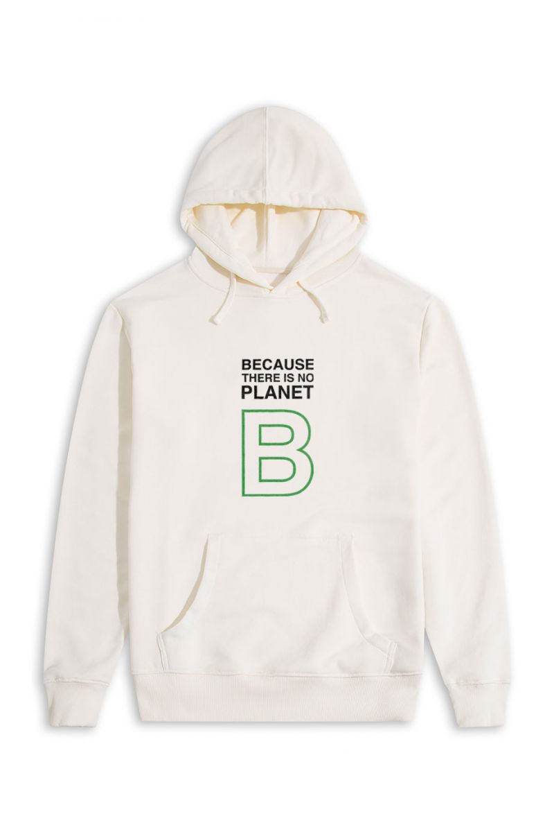 Ecru Premium Cotton Because There is No Planet Design Pullover Hoodie
