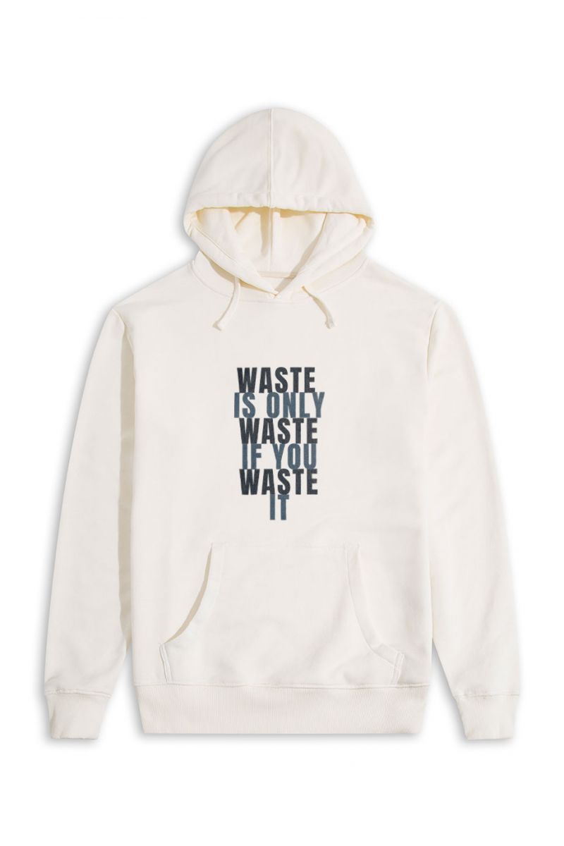 Ecru Premium Cotton WASTE Design Pullover Hoodie