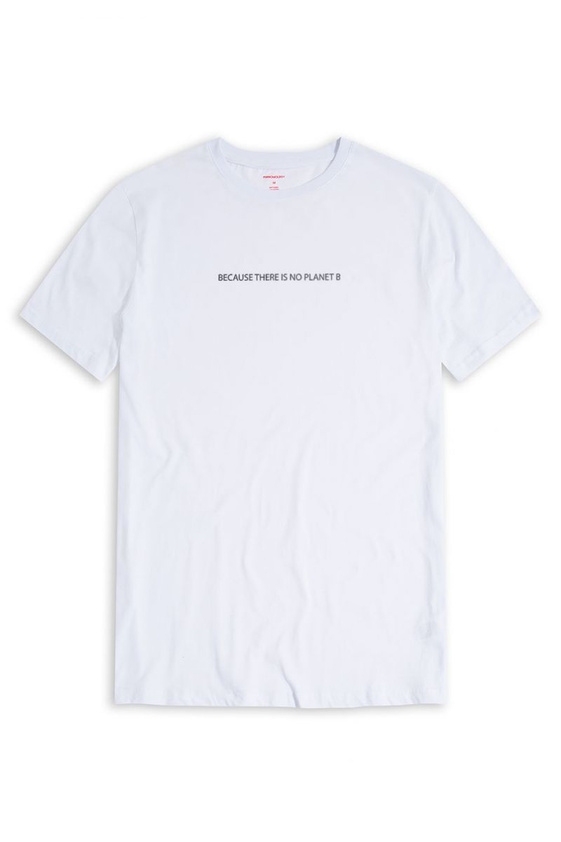 White Soft Fabric Because There is No Planet Design Short Sleeve Tee