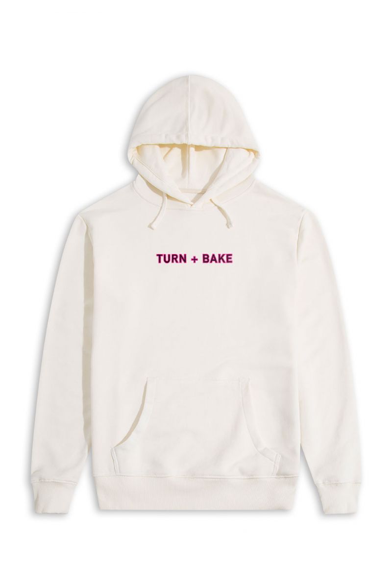 Ecru Premium Cotton Turn + bake Design Pullover Hoodie