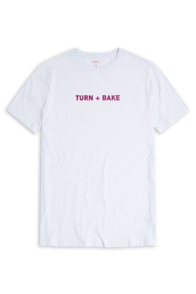 White Soft Fabric Turn + bake Design Short Sleeve Tee