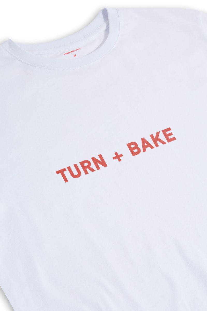 White Soft Fabric Turn + bake Design Short Sleeve Tee