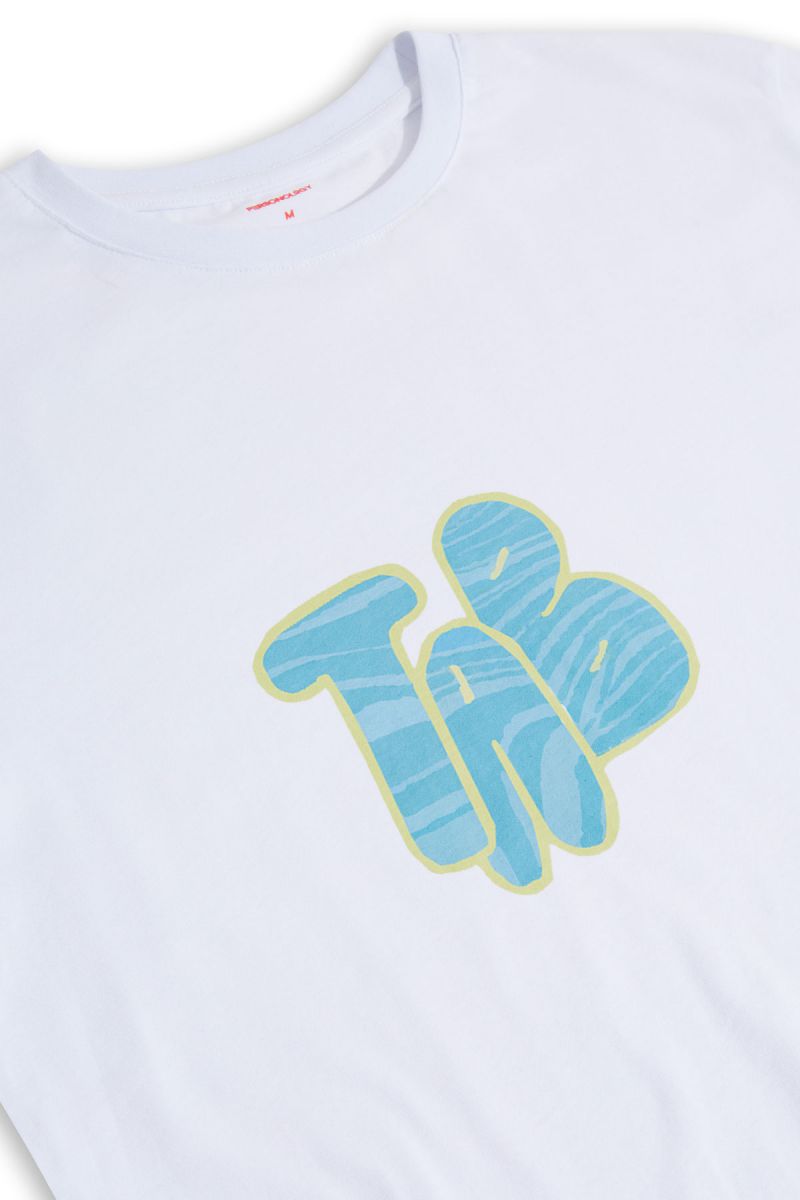 White Soft Fabric TA B Design Short Sleeve Tee