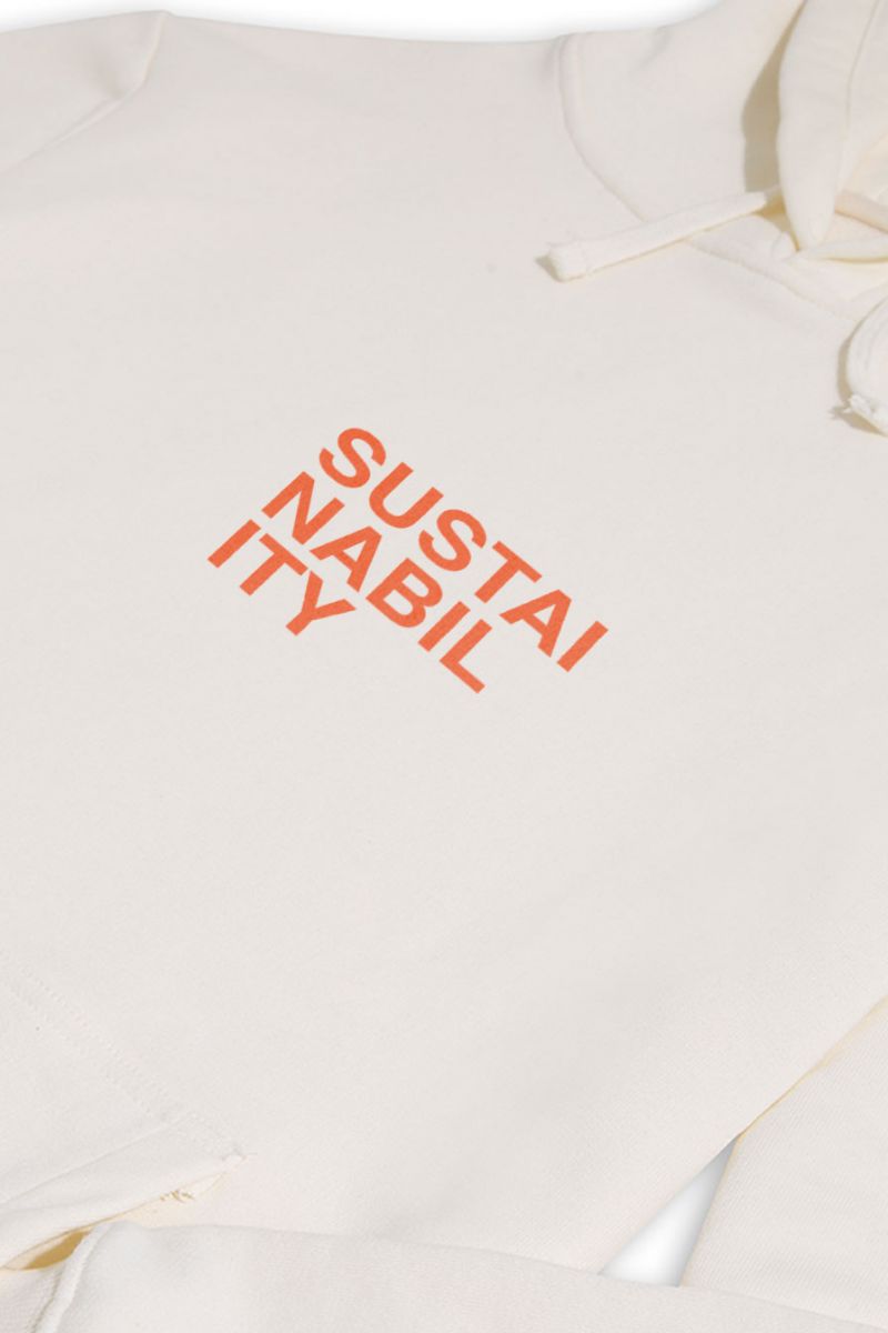 Ecru Premium Cotton Sustainability Design Pullover Hoodie