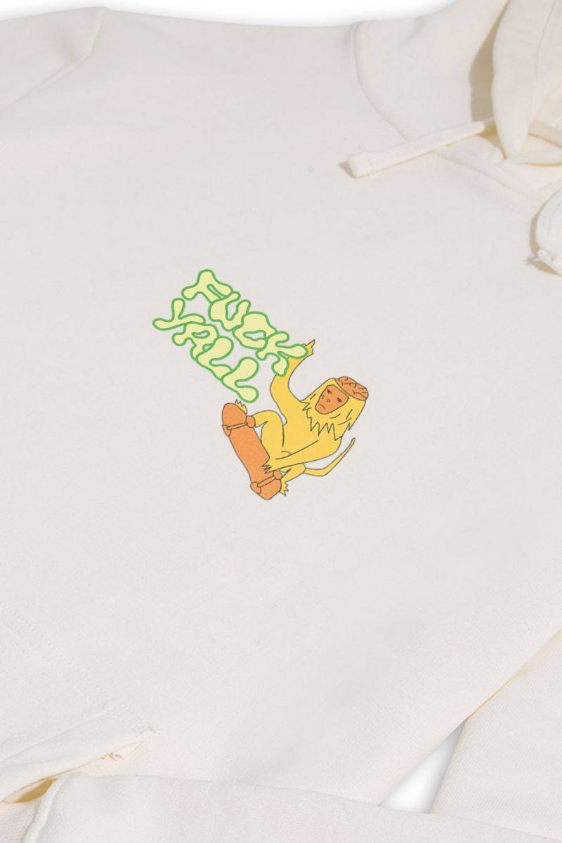 Ecru Premium Cotton Fuck Yall Design Pullover Hoodie