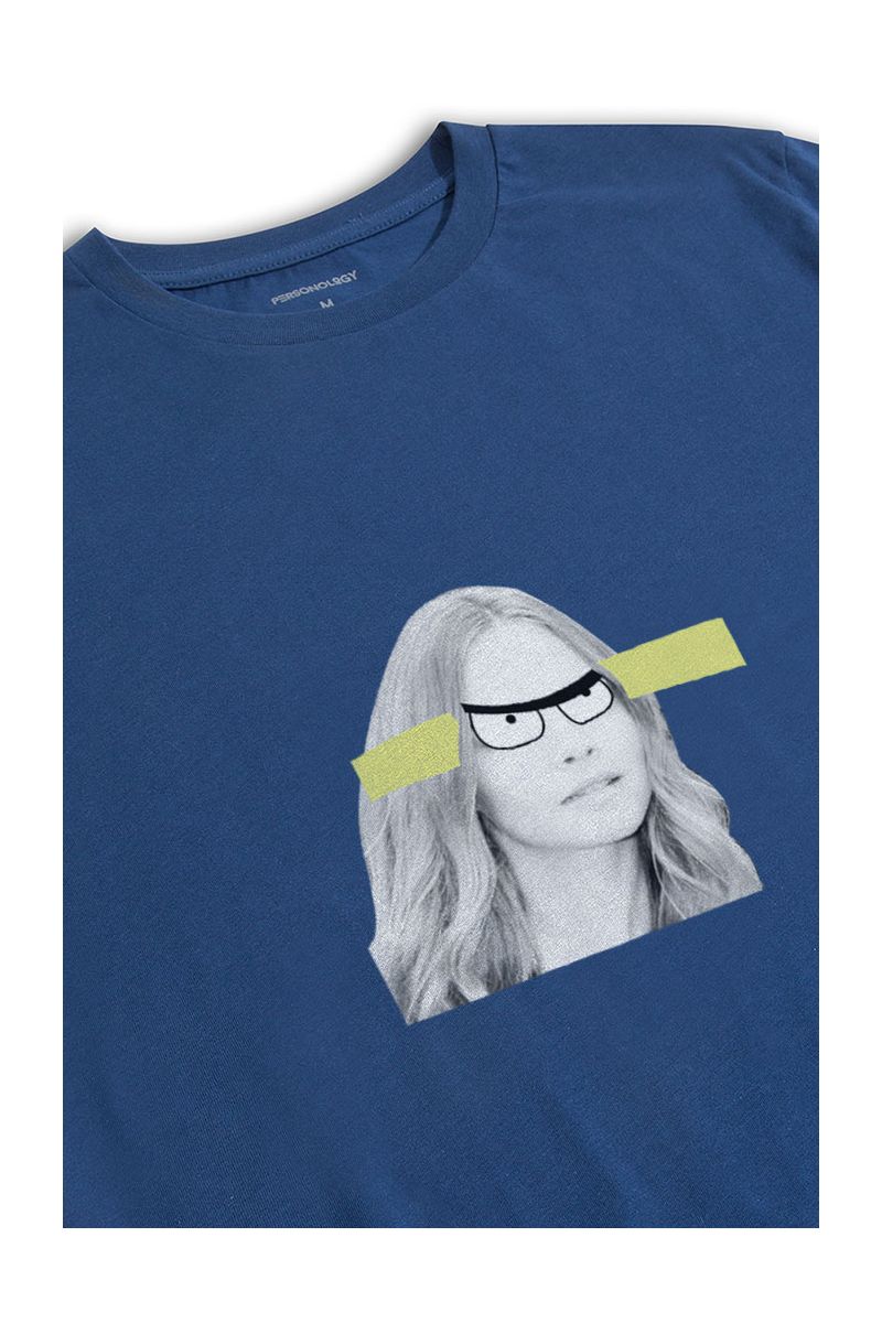 Navy Soft Fabric Beauty Design Short Sleeve Tee