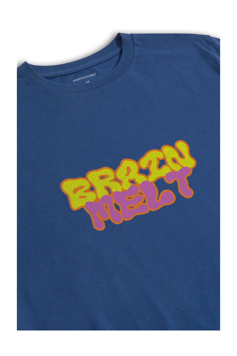 Navy Soft Fabric Braim Melt Design Short Sleeve Tee