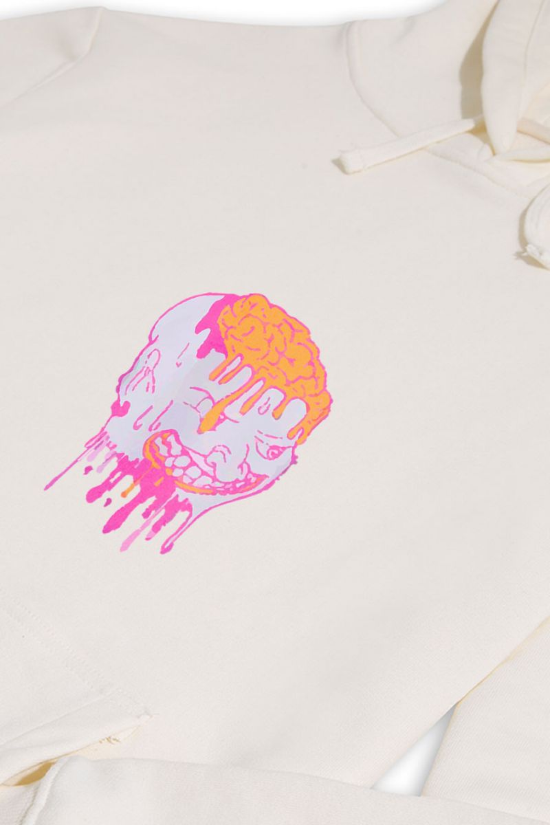 Ecru Premium Cotton Brain Design Pullover Hoodie