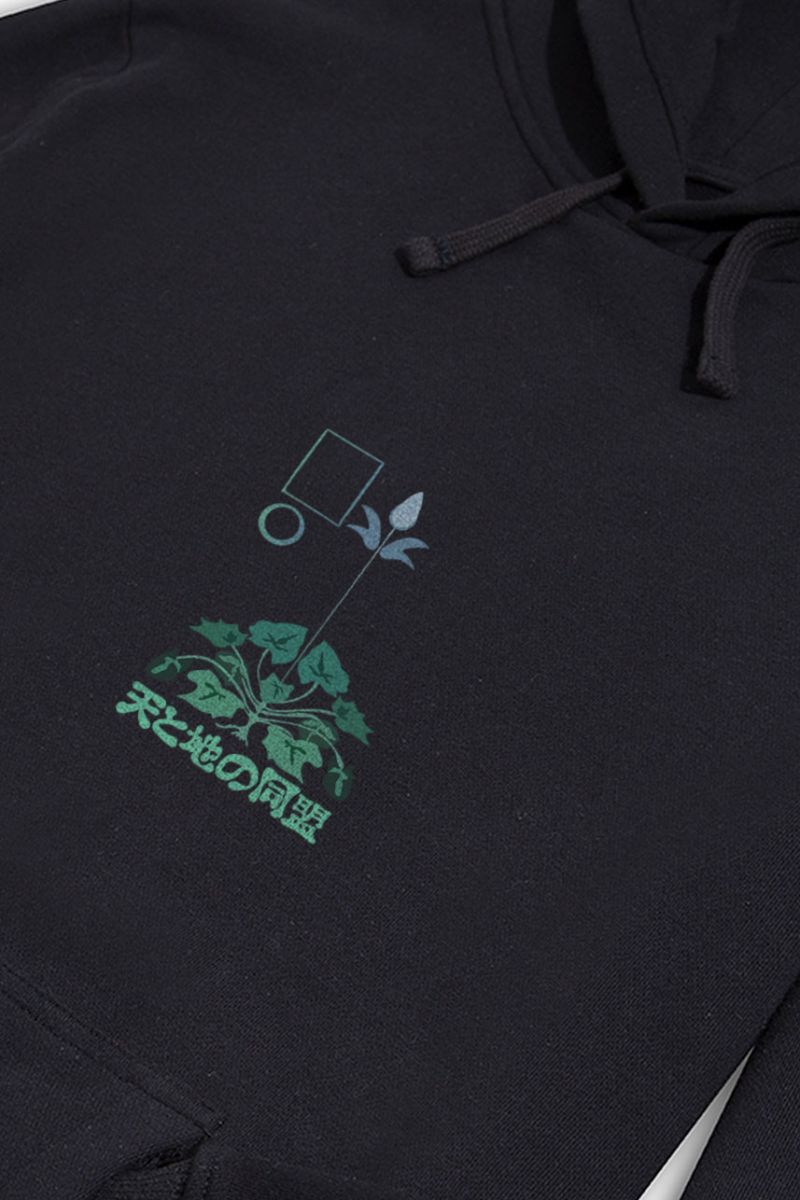 Black Premium Cotton Japanese Design Pullover Hoodie