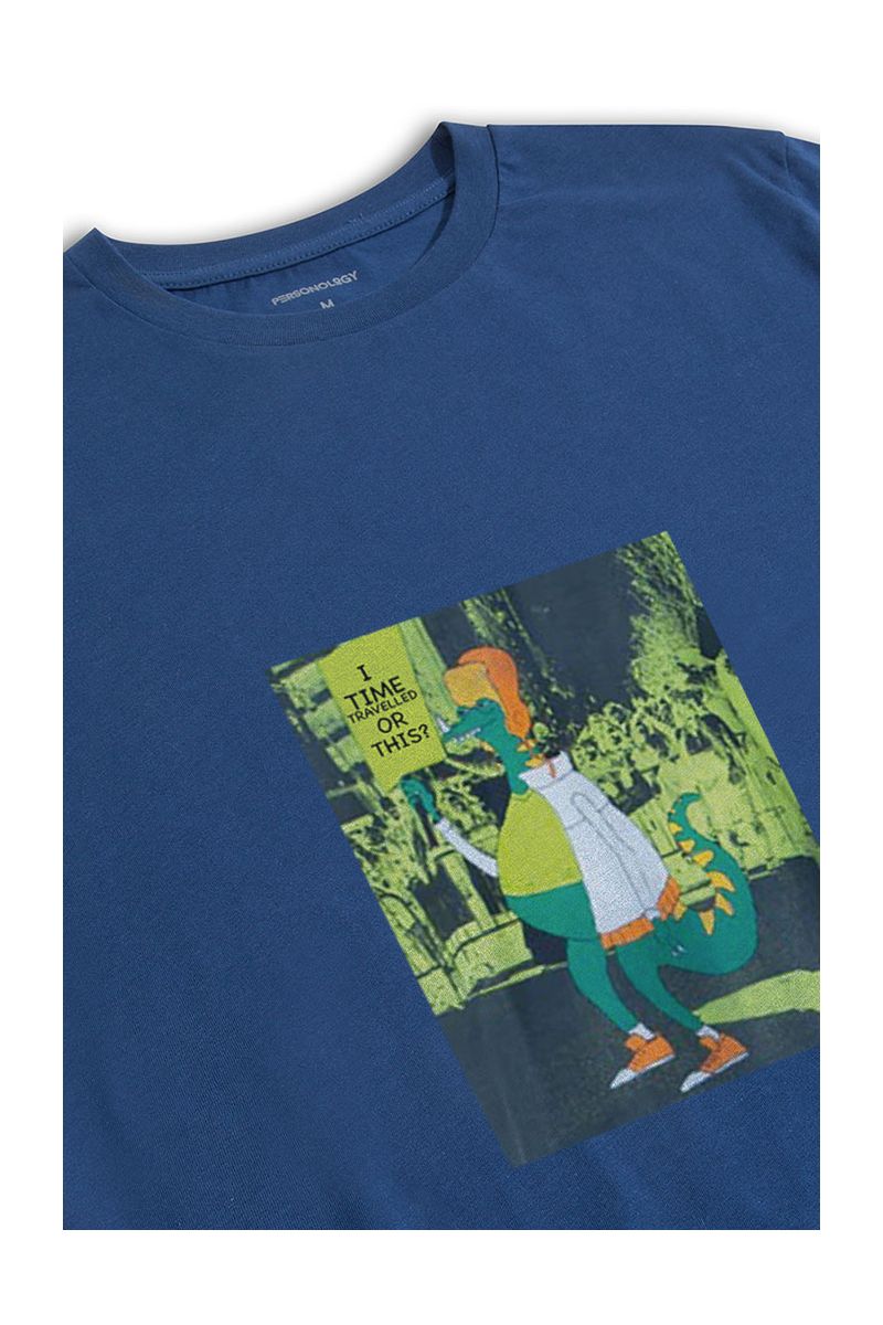Navy Soft Fabric Time Travel Design Short Sleeve Tee