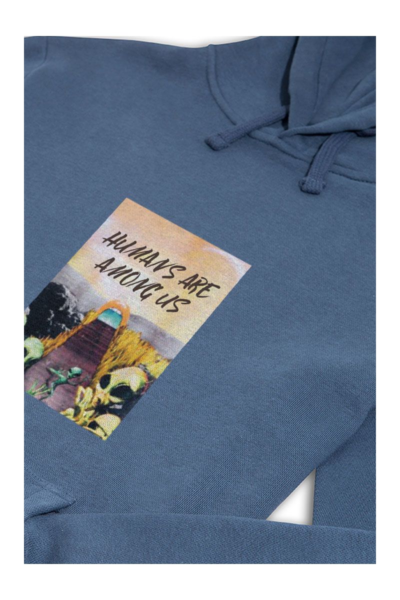 Navy Premium Cotton Humans are Among Us Design Pullover Hoodie
