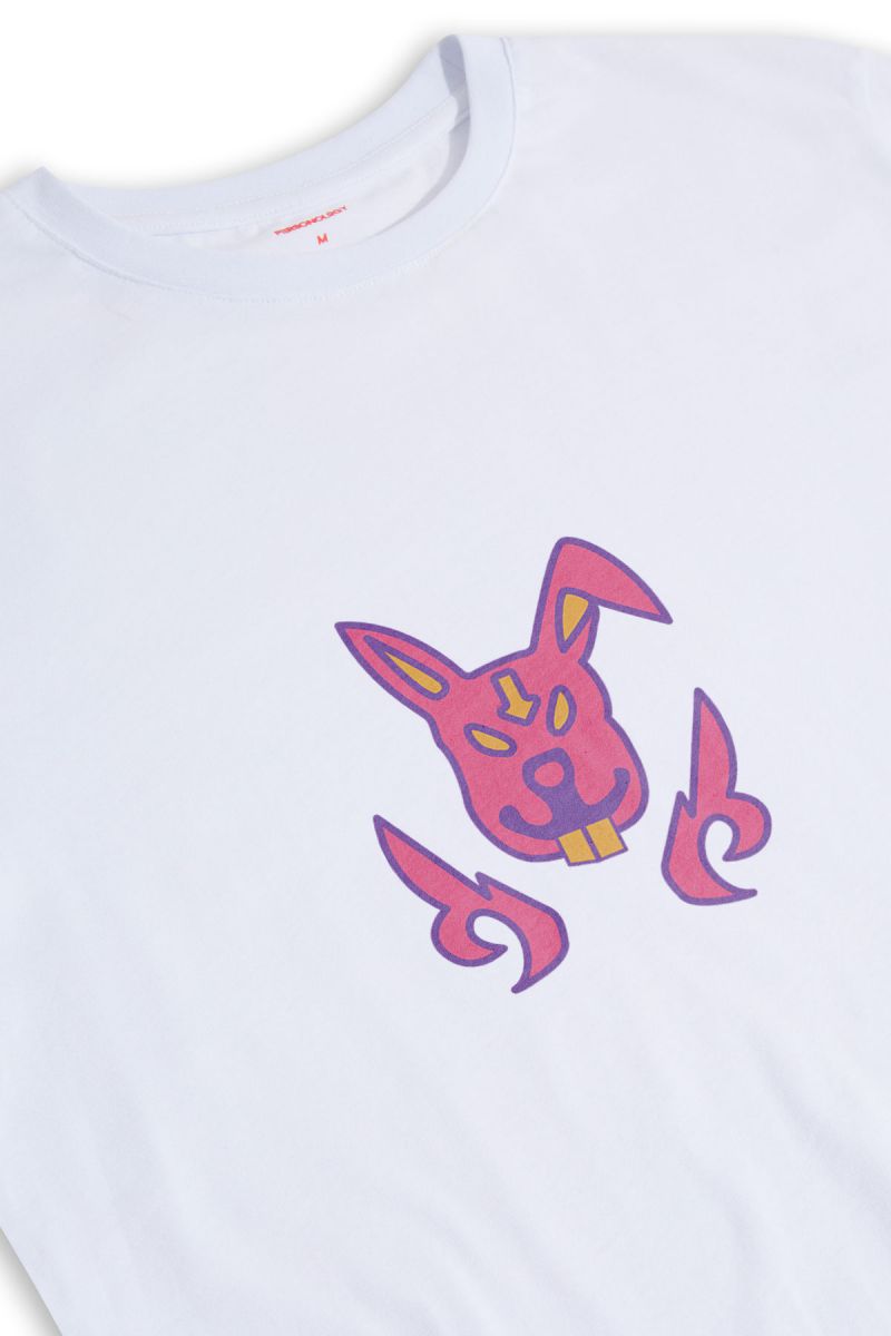 White Soft Fabric Crazy Dog Design Short Sleeve Tee