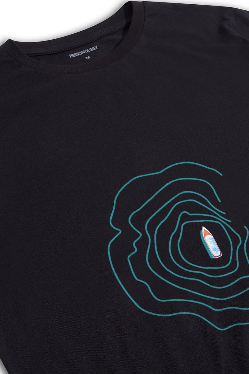 Black Soft Fabric Wind Design Short Sleeve Tee