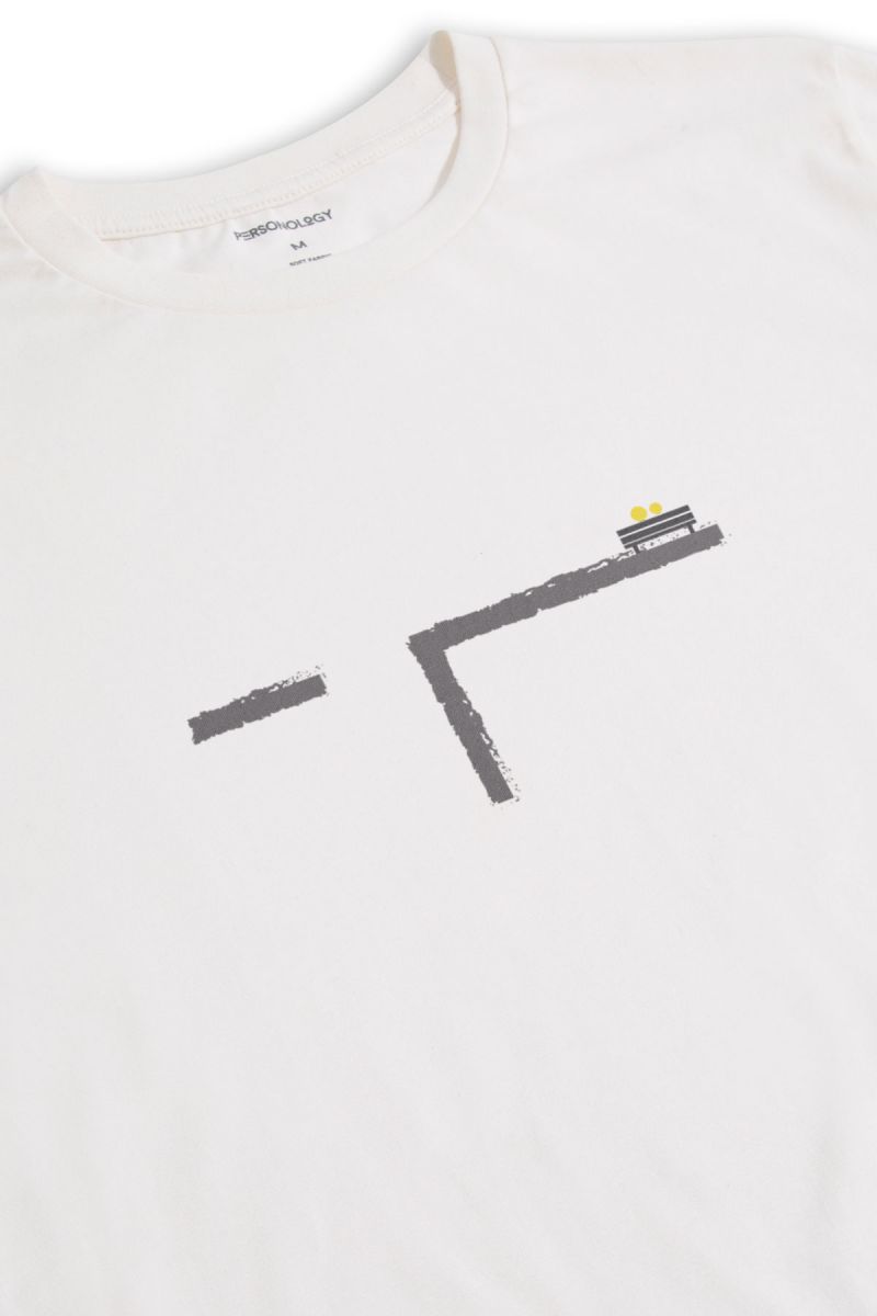 Off White Soft Fabric Gleam Design Short Sleeve Tee