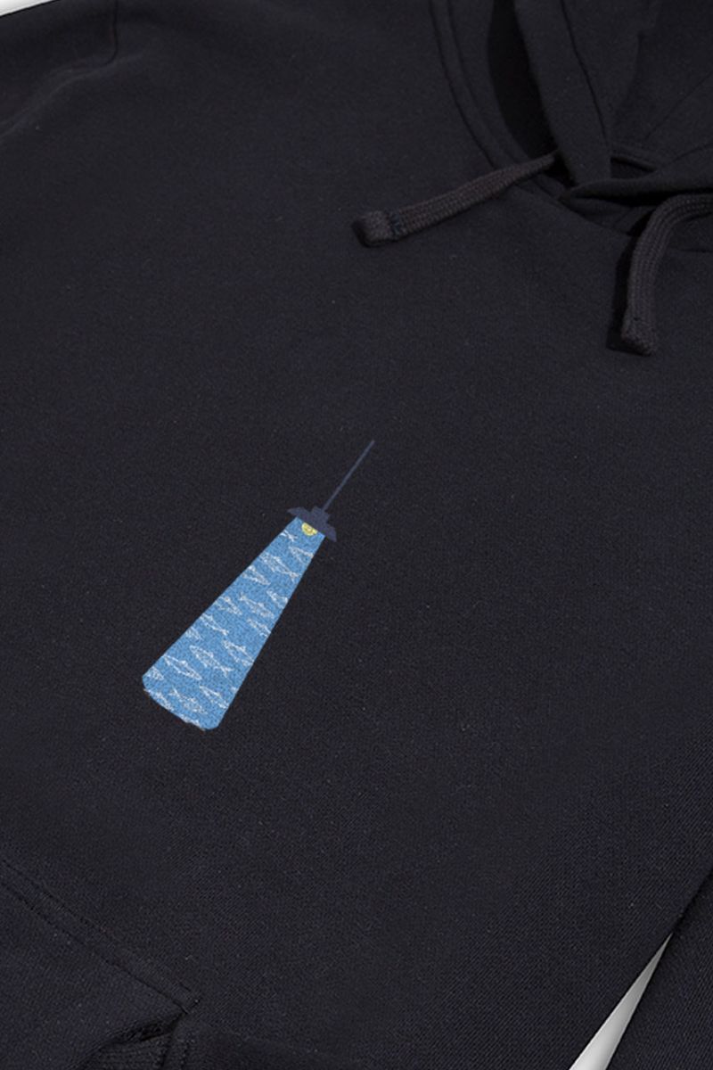 Black Premium Cotton Fish in the Dark Design Pullover Hoodie
