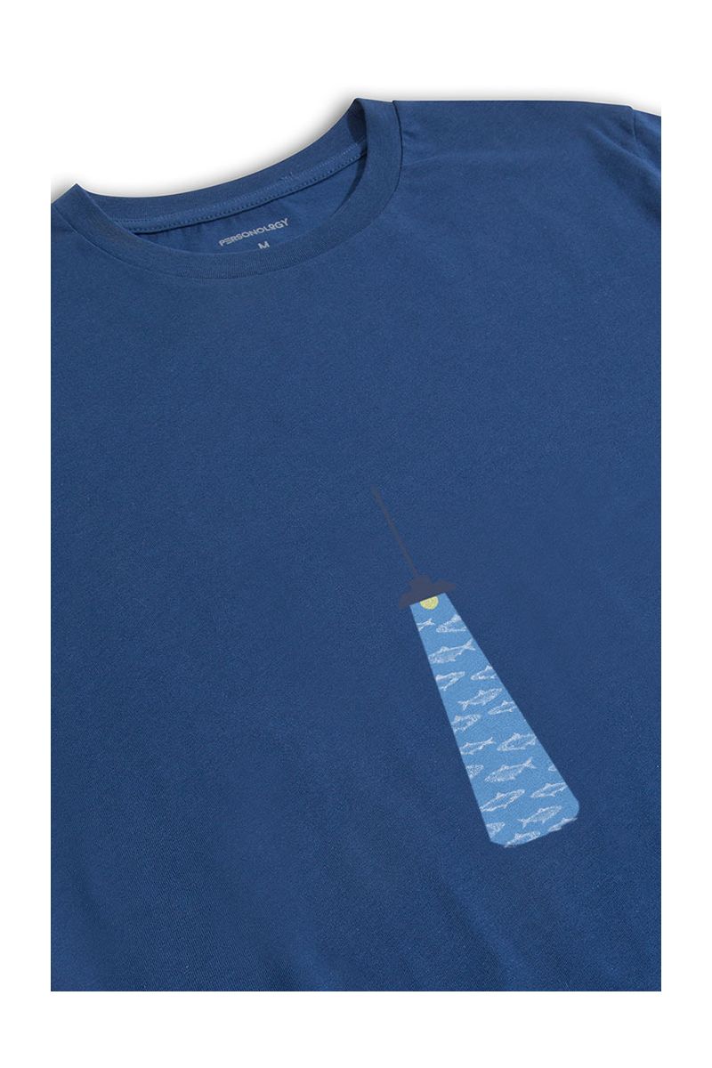 Navy Soft Fabric Fish in the Dark Design Short Sleeve Tee