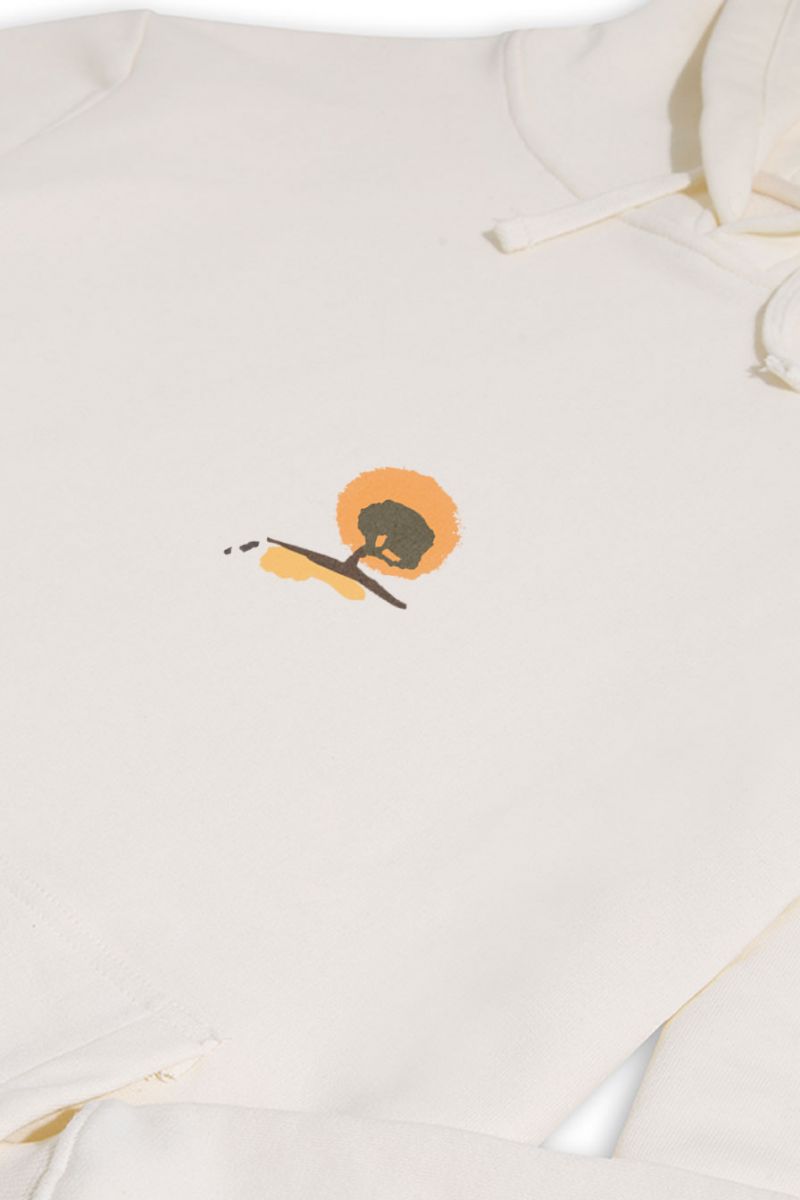 Ecru Premium Cotton Robuts Like a Tree Design Pullover Hoodie