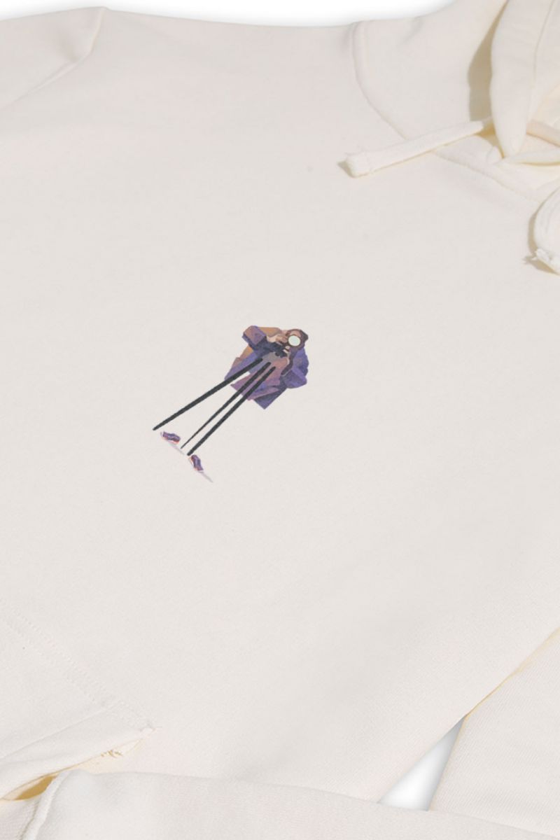 Ecru Premium Cotton Velv Design Pullover Hoodie