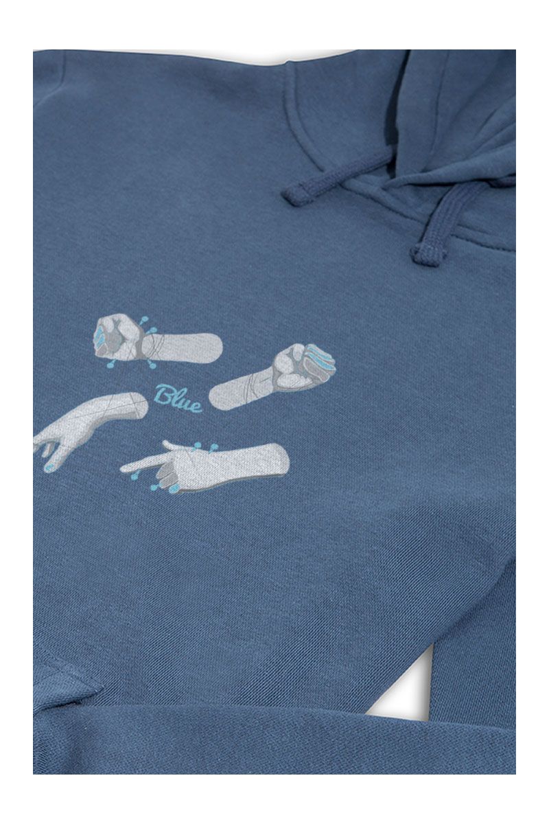 Navy Premium Cotton Blue Hands Design Pullover Hoodie