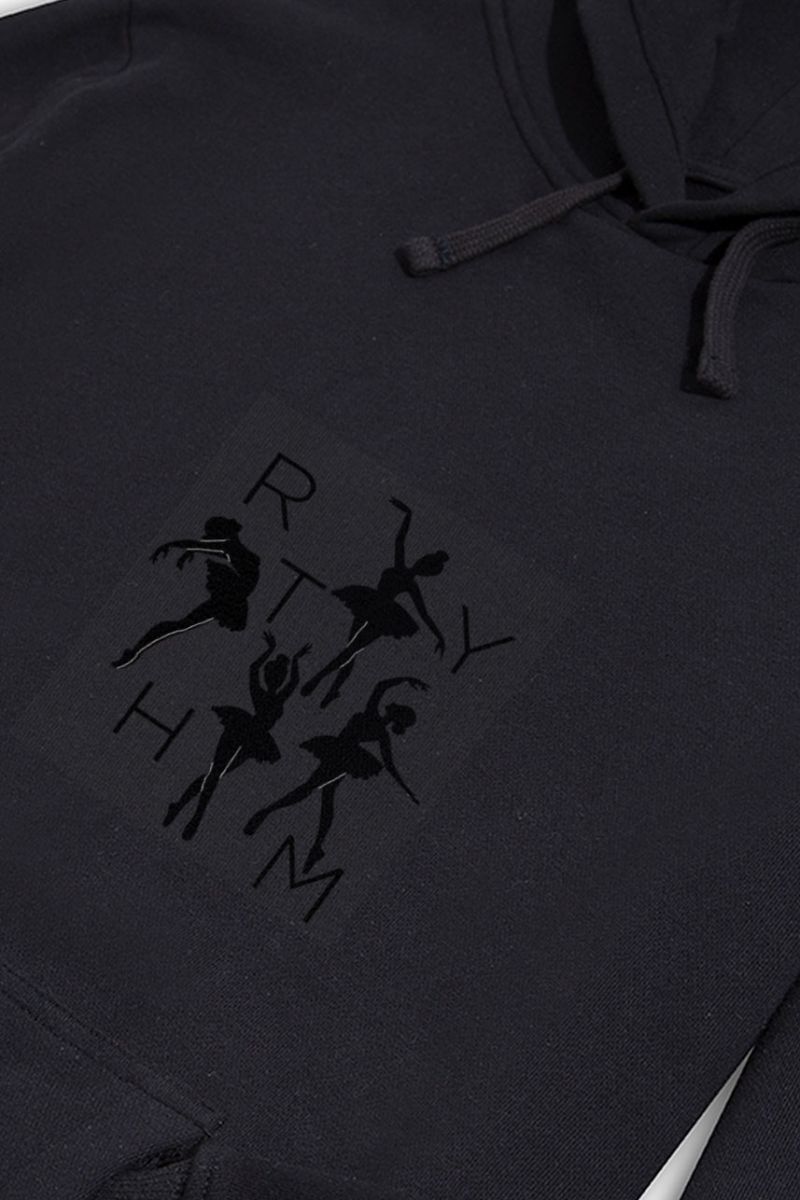 Black Premium Cotton Collective Ryhtm Design Pullover Hoodie