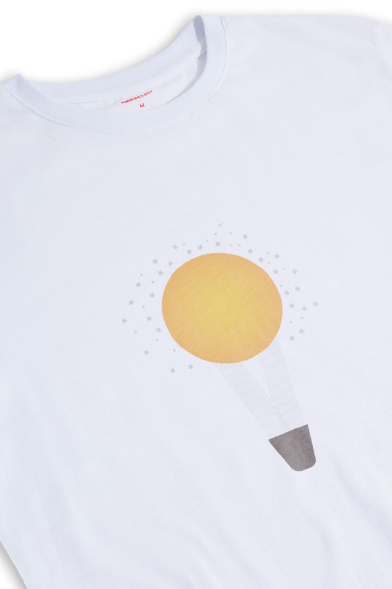 White Soft Fabric Dawn Sun Design Short Sleeve Tee